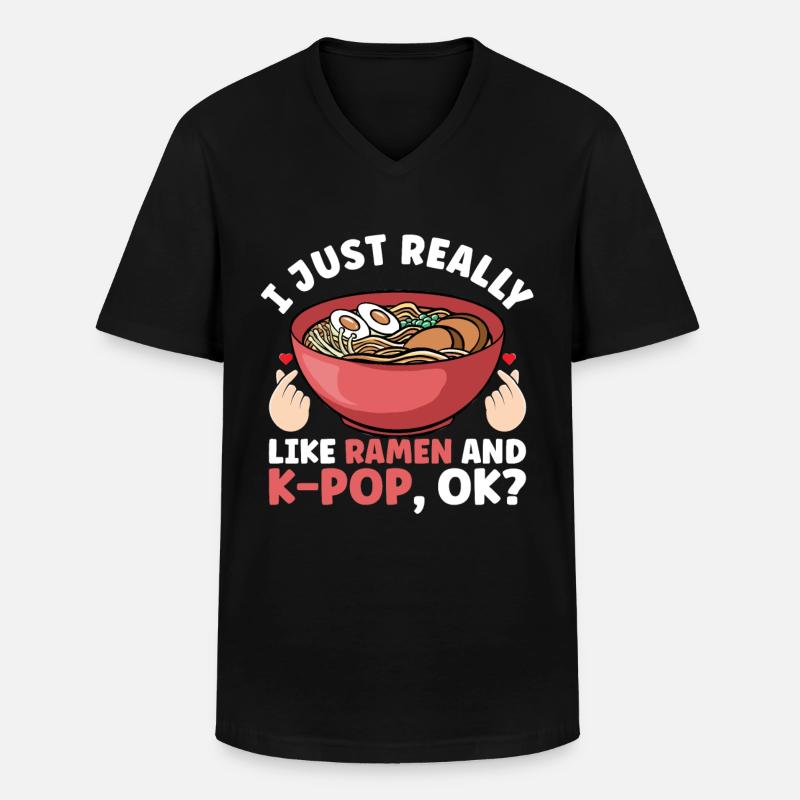 Ramen K-Pop - Männer-T-Shirt mit V-Ausschnitt - Schwarz