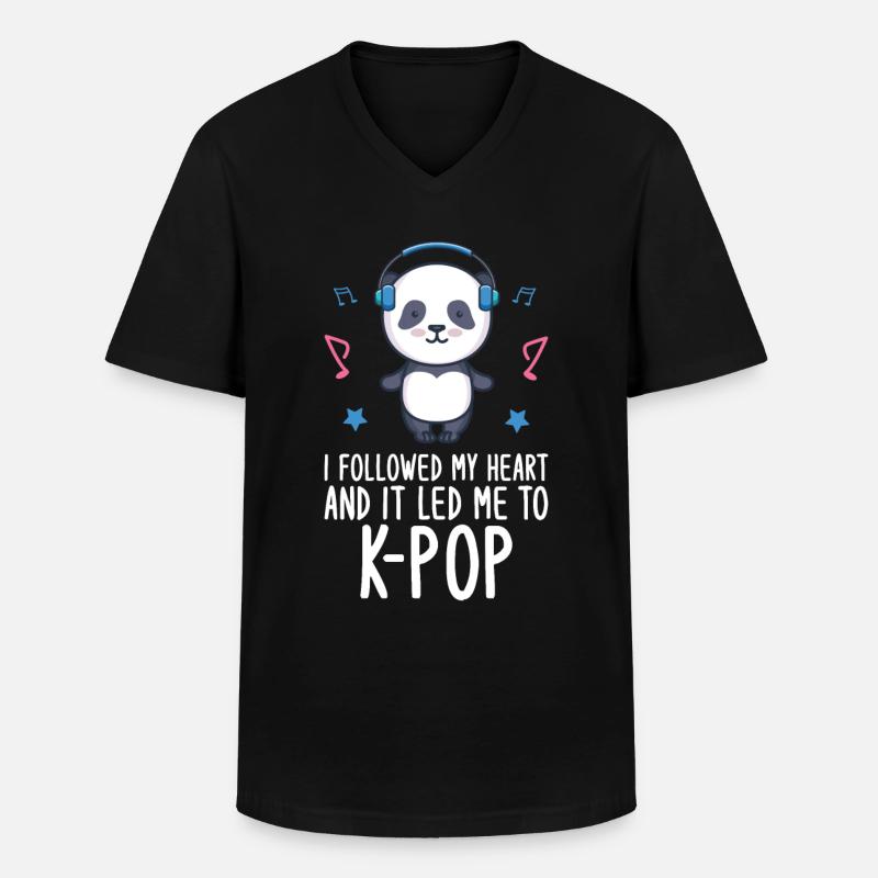 K-Pop Panda - Männer-T-Shirt mit V-Ausschnitt - Schwarz