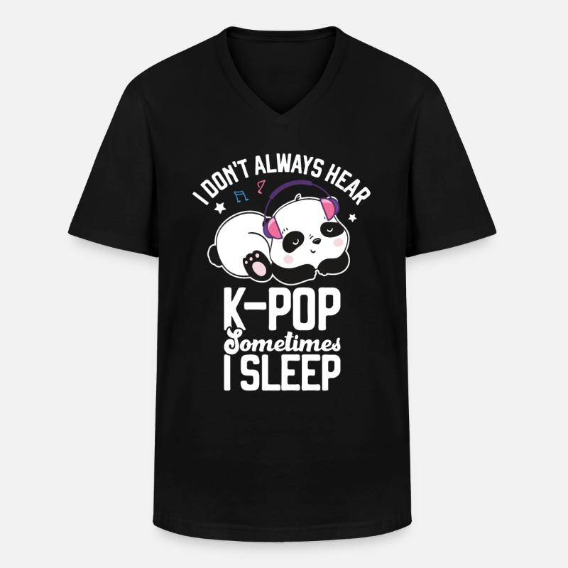 K-Pop Panda - Männer-T-Shirt mit V-Ausschnitt - Schwarz