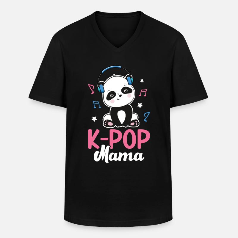 K-Pop Panda - Männer-T-Shirt mit V-Ausschnitt - Schwarz