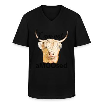 Highland cow - Men's V-Neck T-Shirt - black - Front - AI Model Male 178 dark (178cm)
