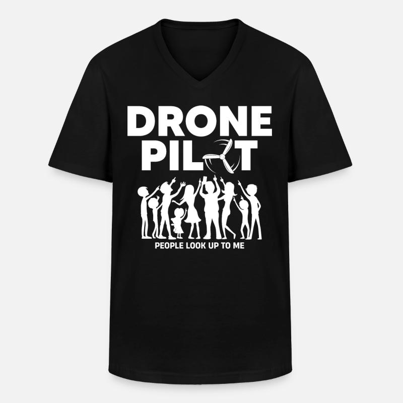Drones, drones, drones volants - T-shirt col V Homme - noir