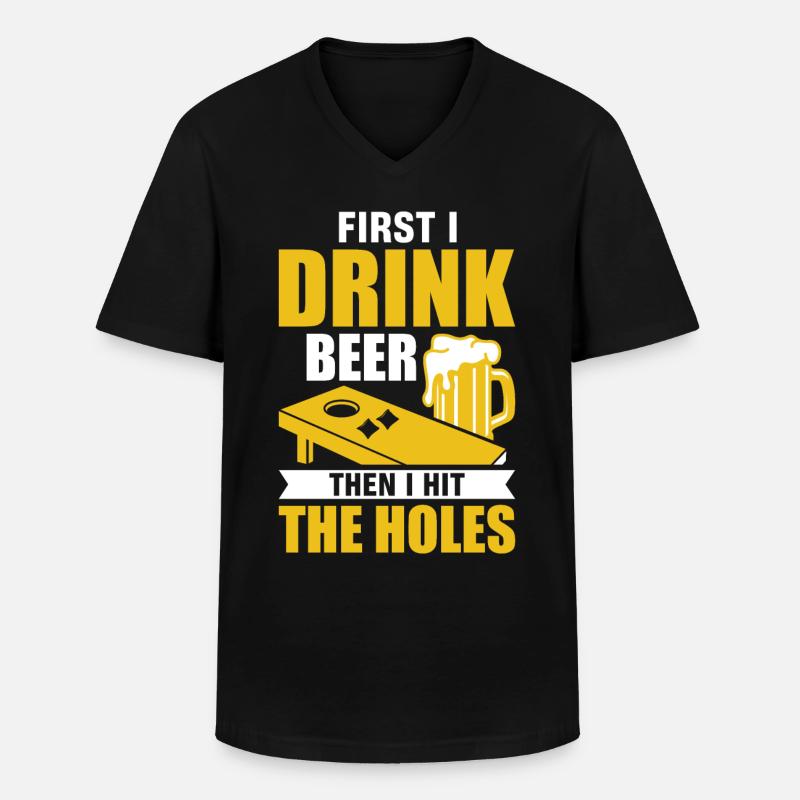 Cornhole -Spieler - Männer-T-Shirt mit V-Ausschnitt - Schwarz