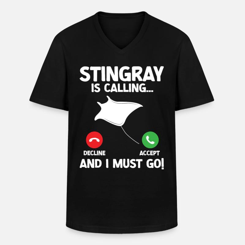 Stachelrochen - Männer-T-Shirt mit V-Ausschnitt - Schwarz