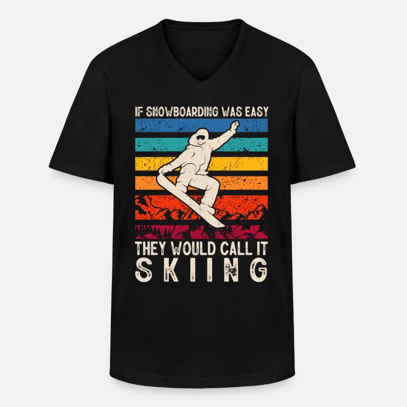 Snowboarder, Snowboarden - Männer-T-Shirt mit V-Ausschnitt - Schwarz