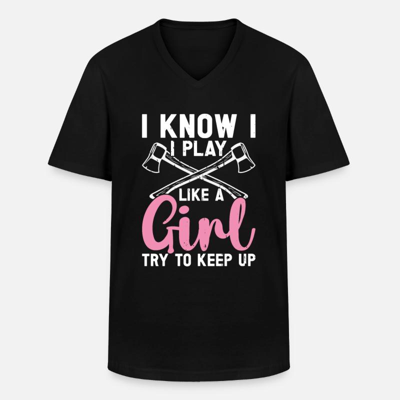 Axtwurf Axe Wurfspiel - Männer-T-Shirt mit V-Ausschnitt - Schwarz