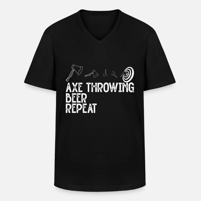 Axtwurf Axe Wurfspiel - Männer-T-Shirt mit V-Ausschnitt - Schwarz