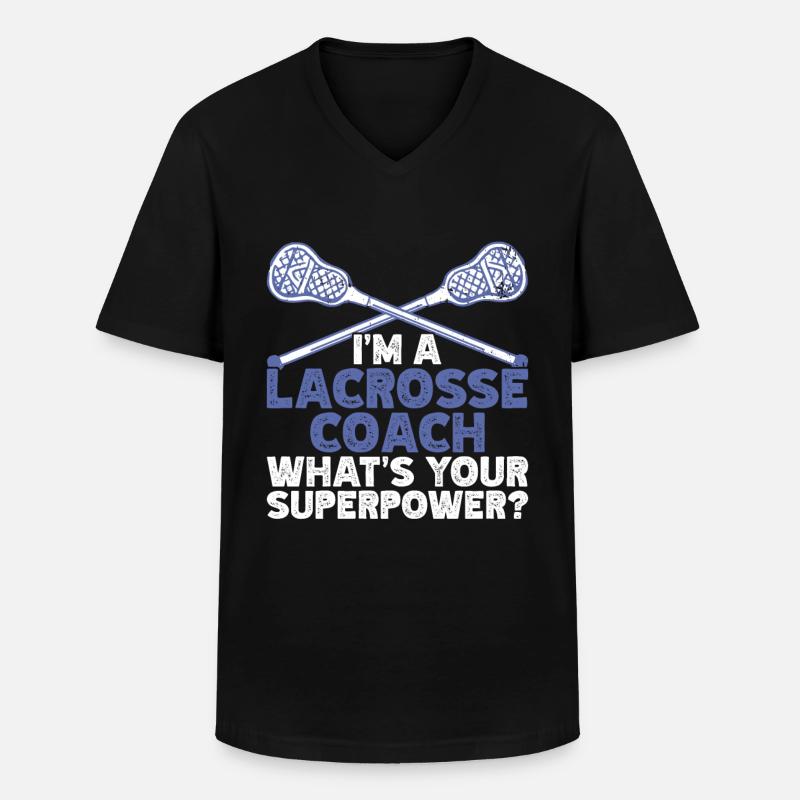 Lacrosse Coach Stick - Männer-T-Shirt mit V-Ausschnitt - Schwarz