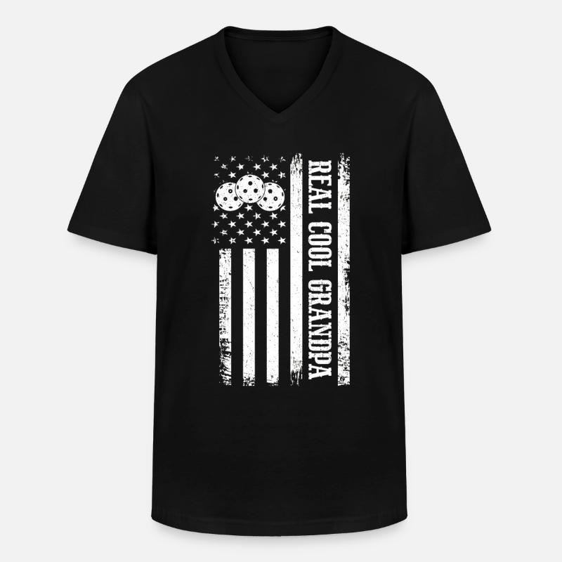 Opa Pickleball Paddel - Männer-T-Shirt mit V-Ausschnitt - Schwarz