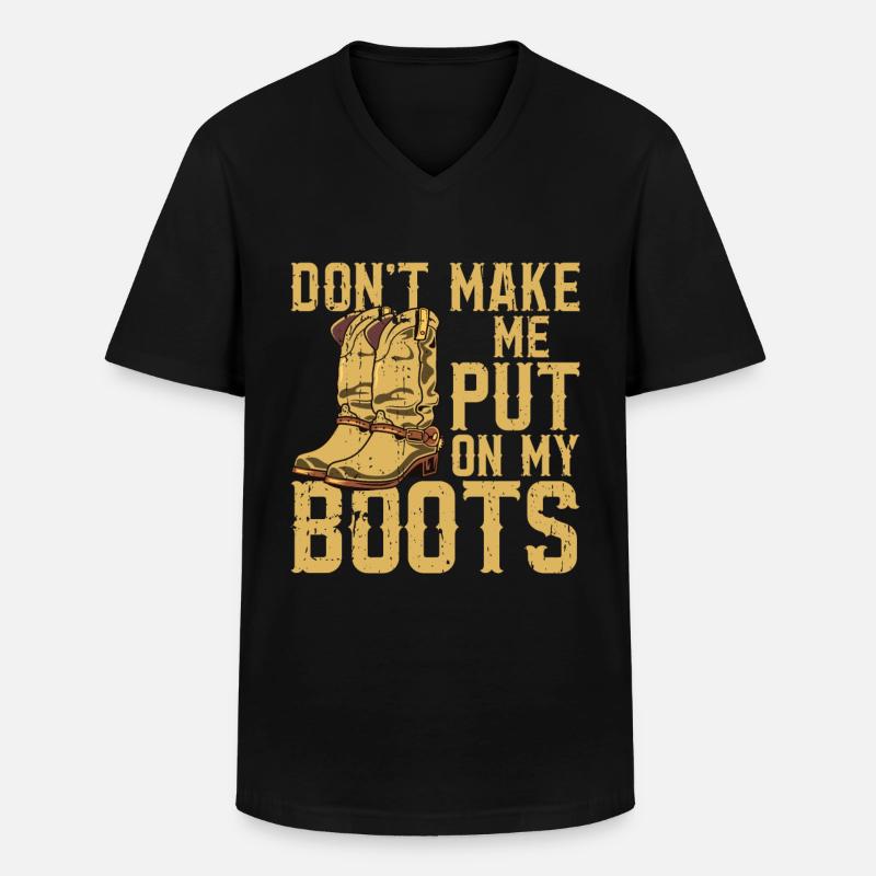 Line Dancing Cowboy Boots Western - Männer-T-Shirt mit V-Ausschnitt - Schwarz