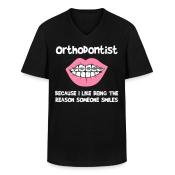 Kieferorthopäden, Zahnarzt, Zahnärztlicher Dienst - Männer-T-Shirt mit V-Ausschnitt - Schwarz - Vorne - AI Model Male 178 dark (178cm)