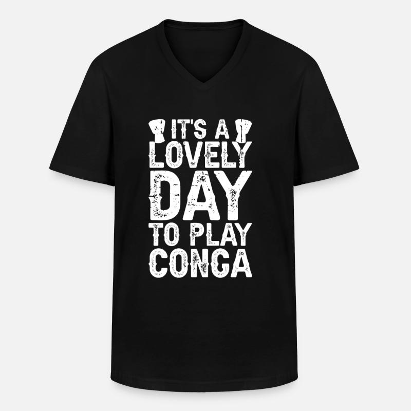 Conga Drum Musician Drumline - Männer-T-Shirt mit V-Ausschnitt - Schwarz