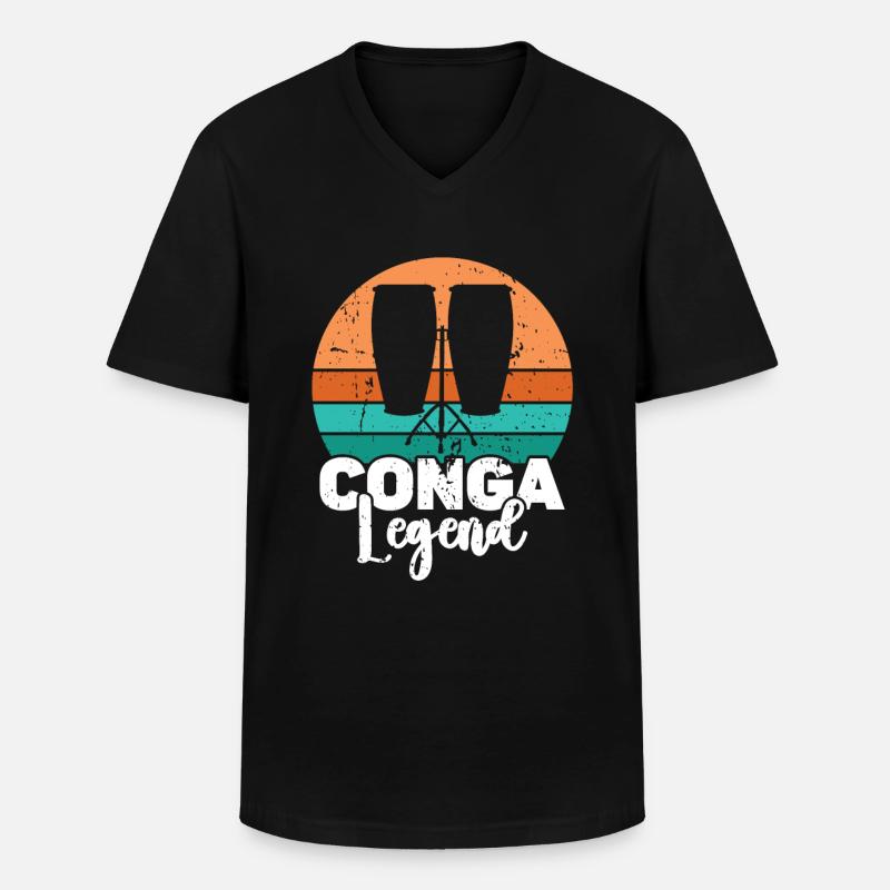Conga Drum Musician Drumline - Männer-T-Shirt mit V-Ausschnitt - Schwarz