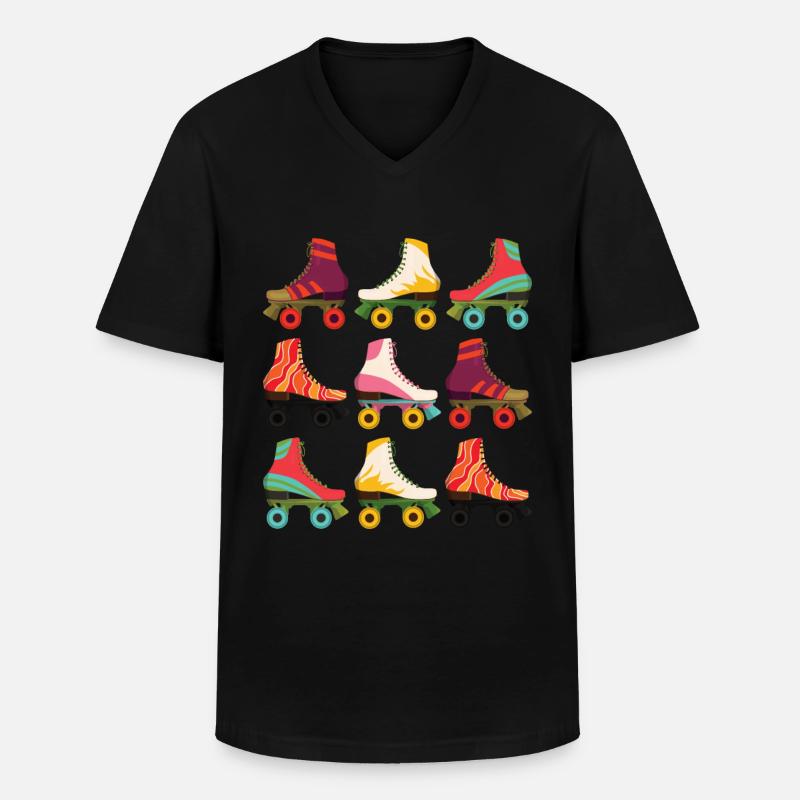 Rollschuhe - Männer-T-Shirt mit V-Ausschnitt - Schwarz