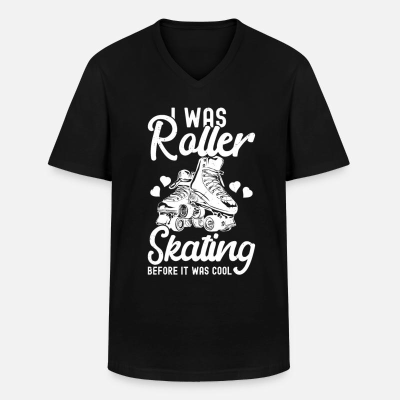 Rollschuhe - Männer-T-Shirt mit V-Ausschnitt - Schwarz