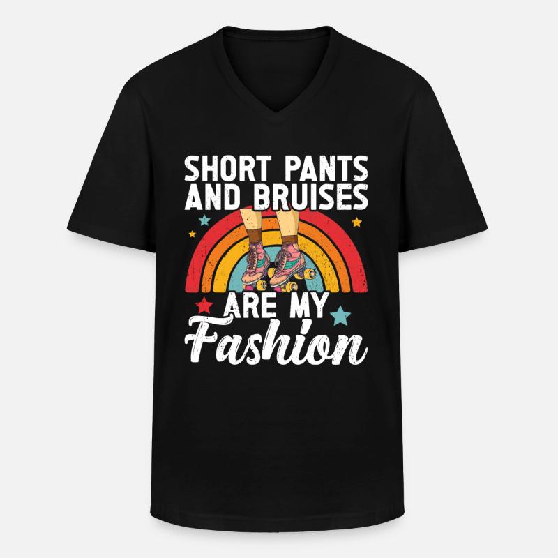 Rollschuhe - Männer-T-Shirt mit V-Ausschnitt - Schwarz