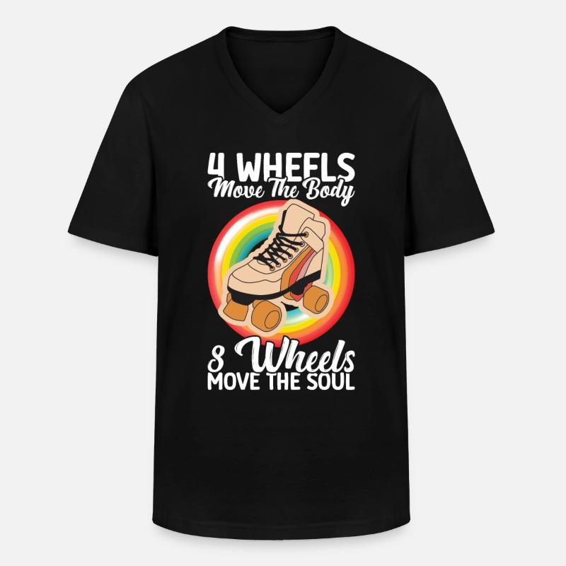 Rollschuhe - Männer-T-Shirt mit V-Ausschnitt - Schwarz