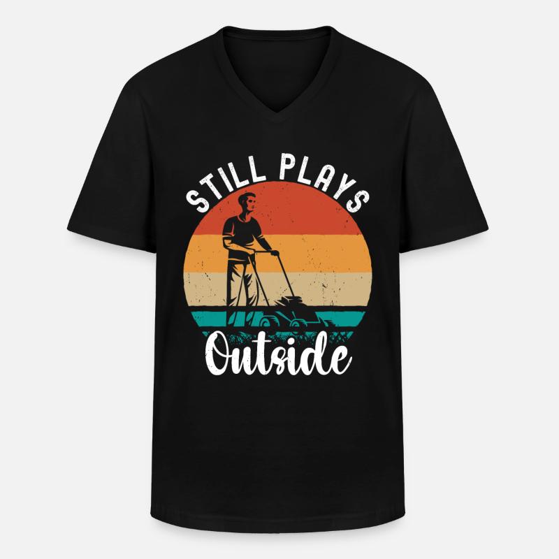 Rasenmähen - Männer-T-Shirt mit V-Ausschnitt - Schwarz