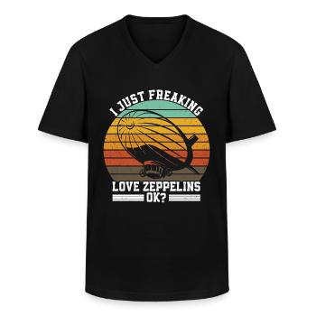 Zeppelin - Men's V-Neck T-Shirt - black - Front - AI Model Male 178 dark (178cm)
