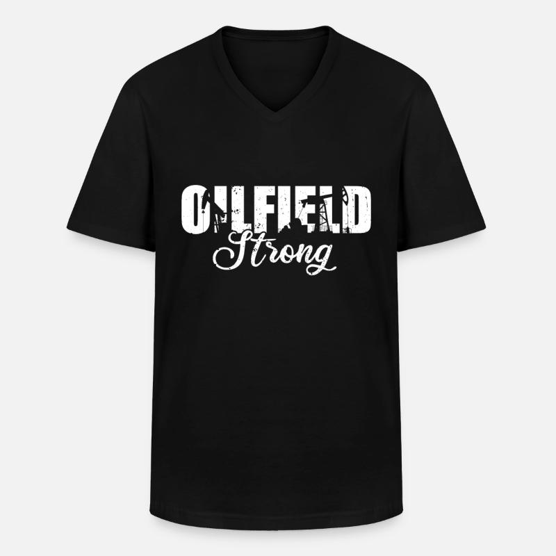 Ölfeld - Männer-T-Shirt mit V-Ausschnitt - Schwarz