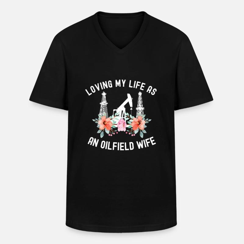 Ölfeld - Männer-T-Shirt mit V-Ausschnitt - Schwarz