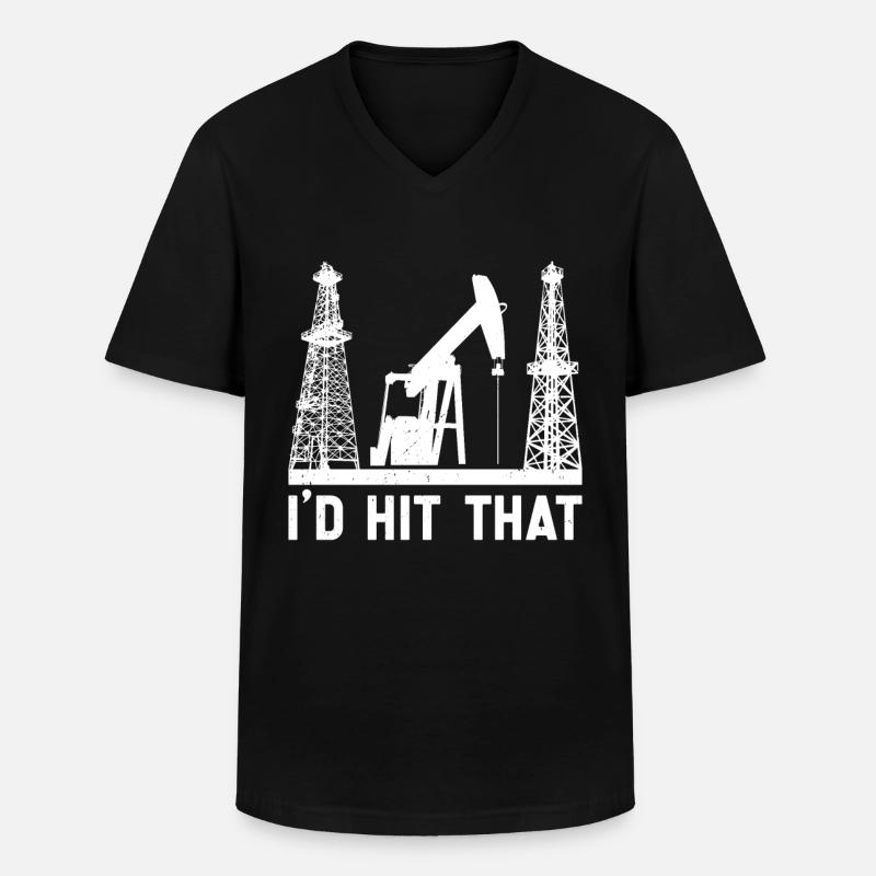 Ölfeld - Männer-T-Shirt mit V-Ausschnitt - Schwarz