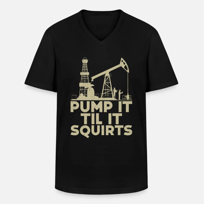 Ölfeld - Männer-T-Shirt mit V-Ausschnitt - Schwarz