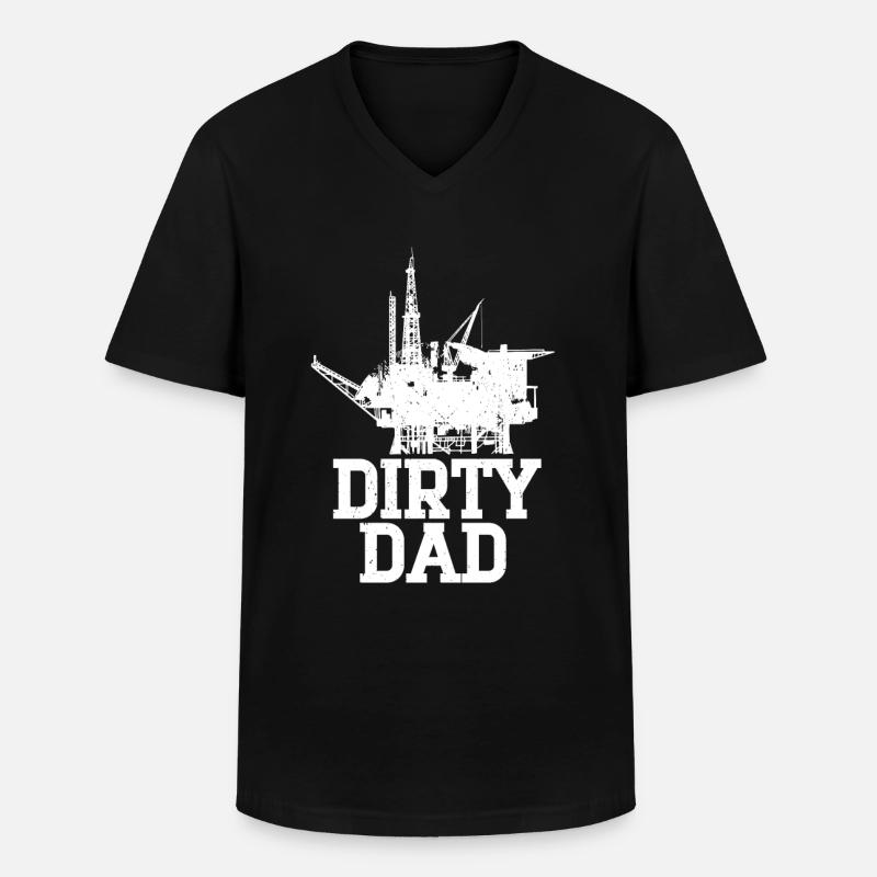 Ölfeld - Männer-T-Shirt mit V-Ausschnitt - Schwarz