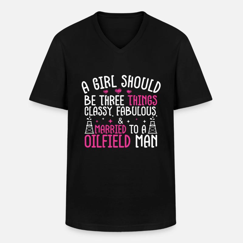 Ölfeld - Männer-T-Shirt mit V-Ausschnitt - Schwarz
