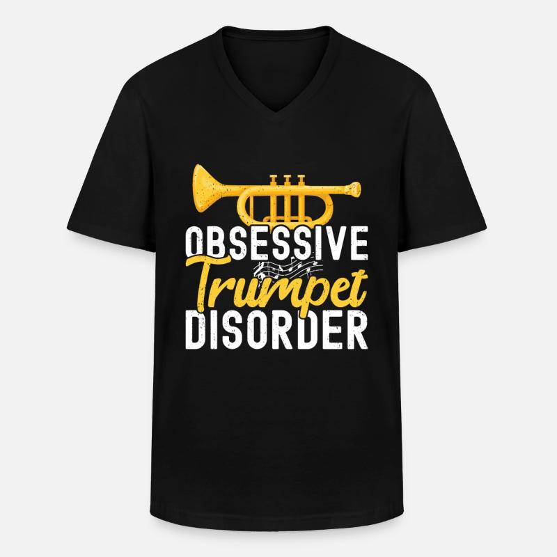 Trompete - Männer-T-Shirt mit V-Ausschnitt - Schwarz