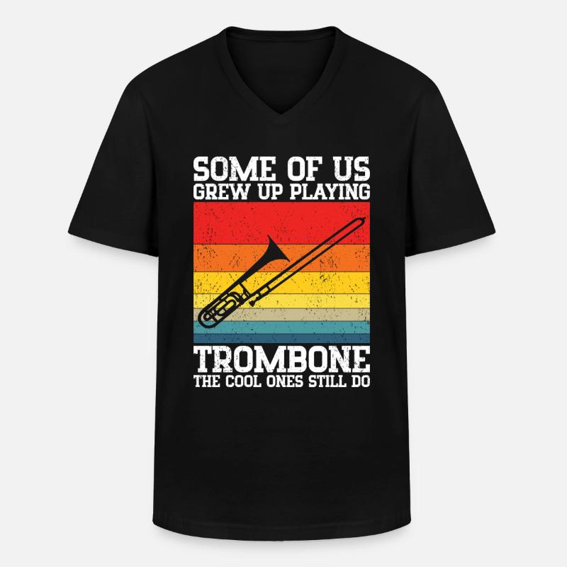 Posaune - Männer-T-Shirt mit V-Ausschnitt - Schwarz