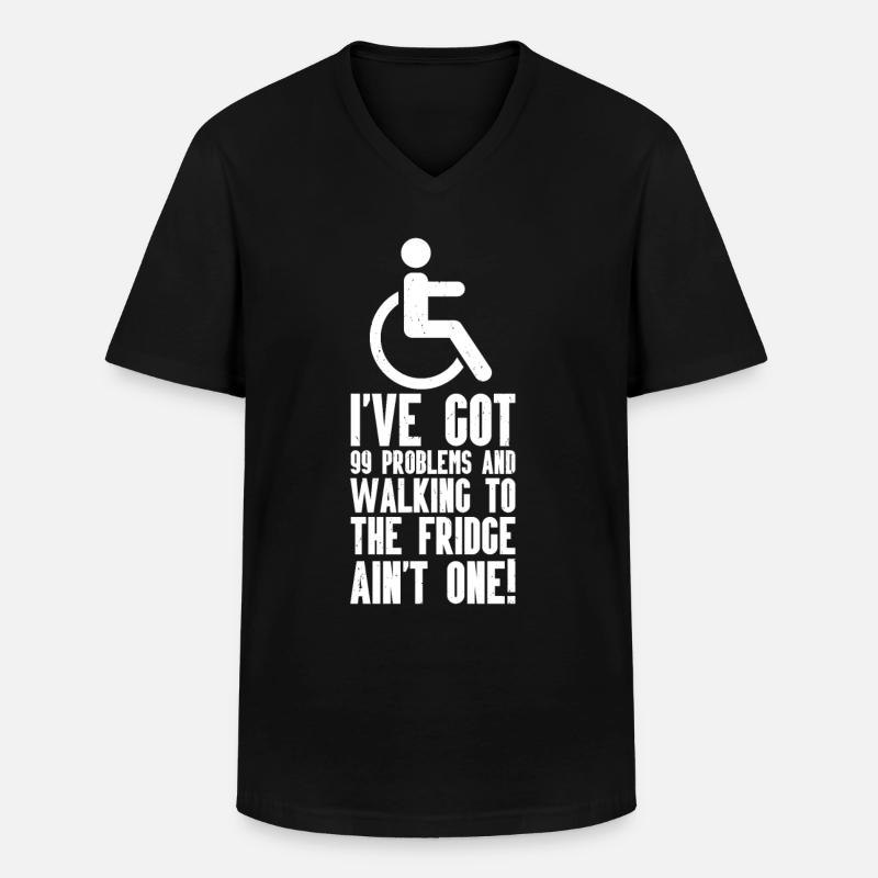 Rollstuhl - Männer-T-Shirt mit V-Ausschnitt - Schwarz