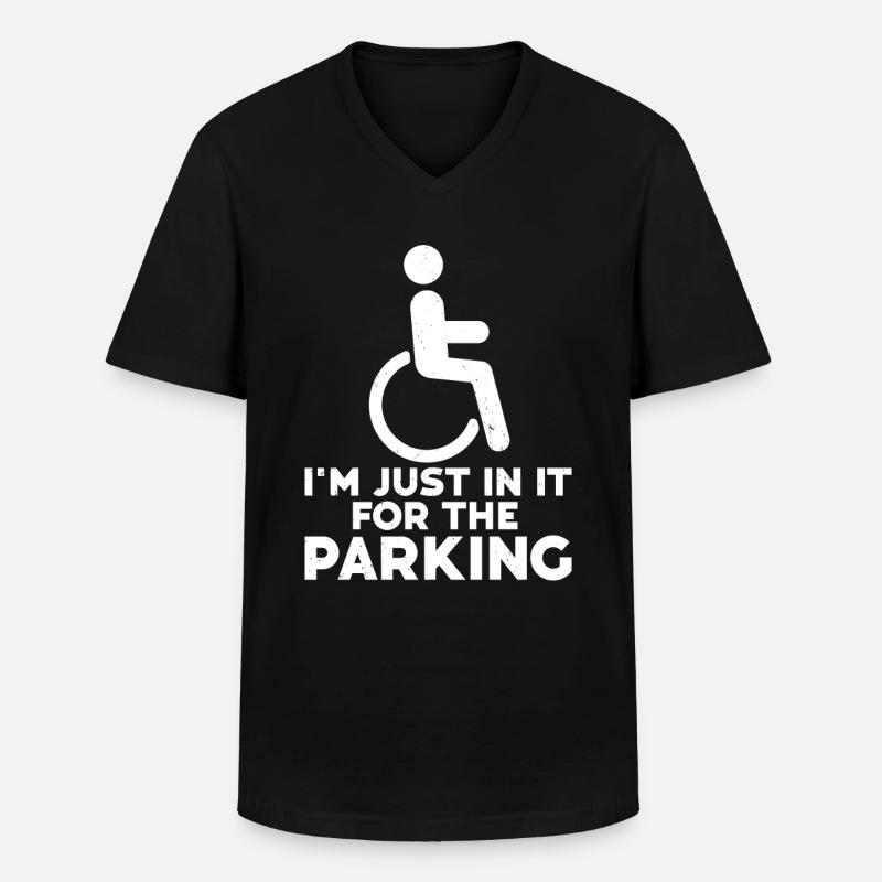 Rollstuhl - Männer-T-Shirt mit V-Ausschnitt - Schwarz