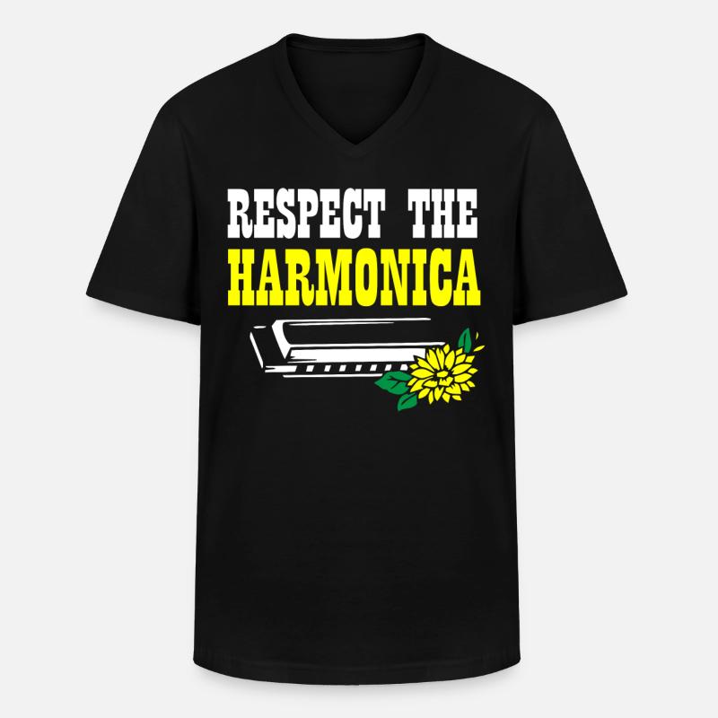Harmonica player, Harmonica music - Men's V-Neck T-Shirt - black
