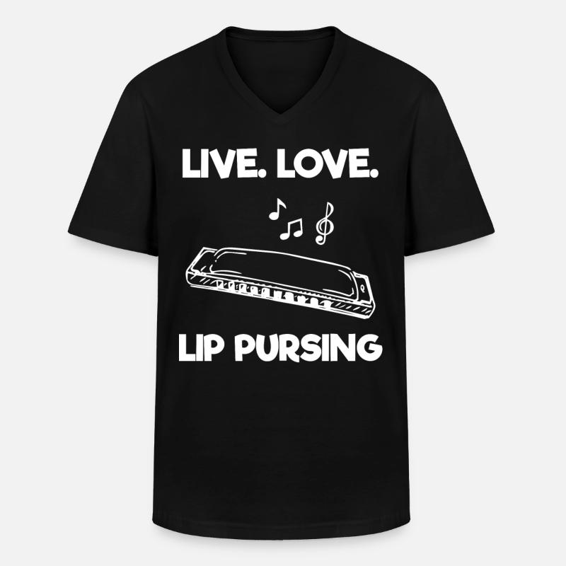 Harmonica player, Harmonica music - Men's V-Neck T-Shirt - black