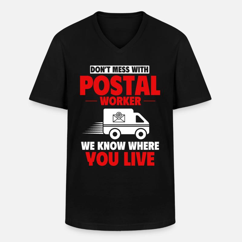 Postarbeiter, Post Mann - Männer-T-Shirt mit V-Ausschnitt - Schwarz