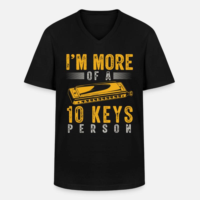 Harmonica player, Unny harmonica - Men's V-Neck T-Shirt - black