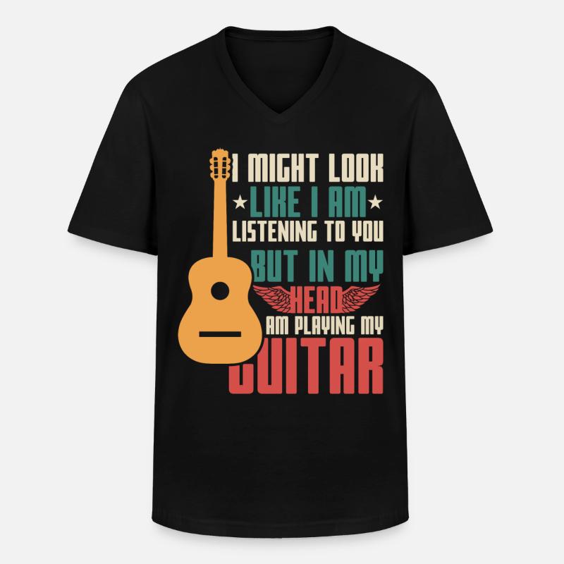 Gitarre Spruch - Männer-T-Shirt mit V-Ausschnitt - Schwarz