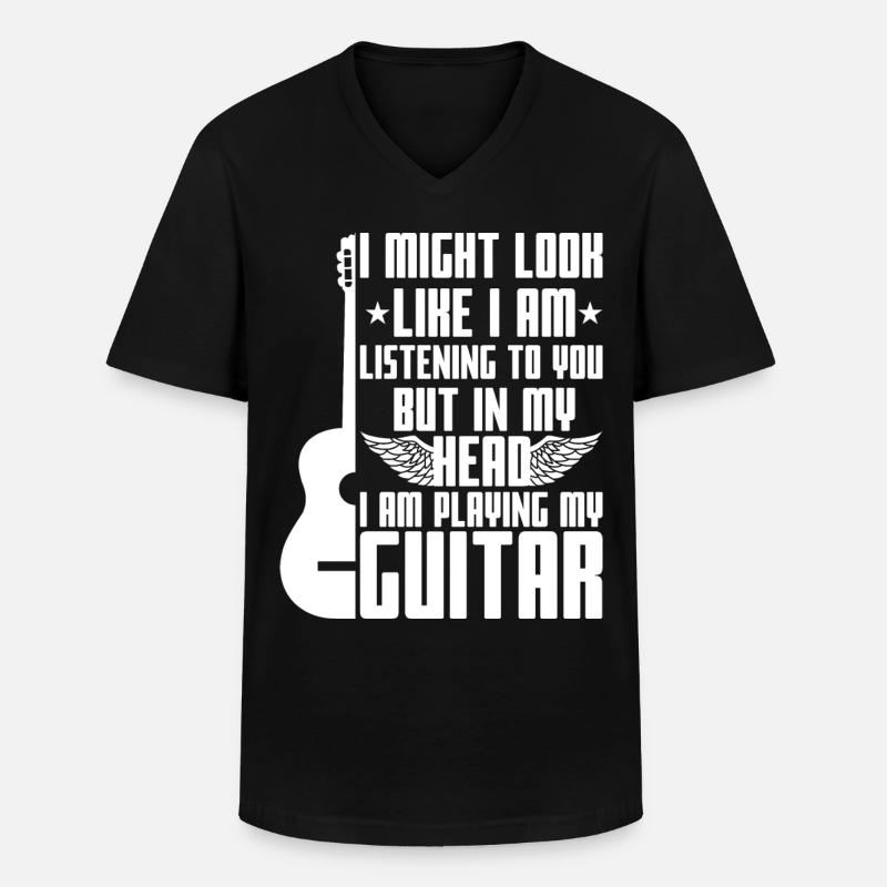 Gitarre Sprüche - Männer-T-Shirt mit V-Ausschnitt - Schwarz