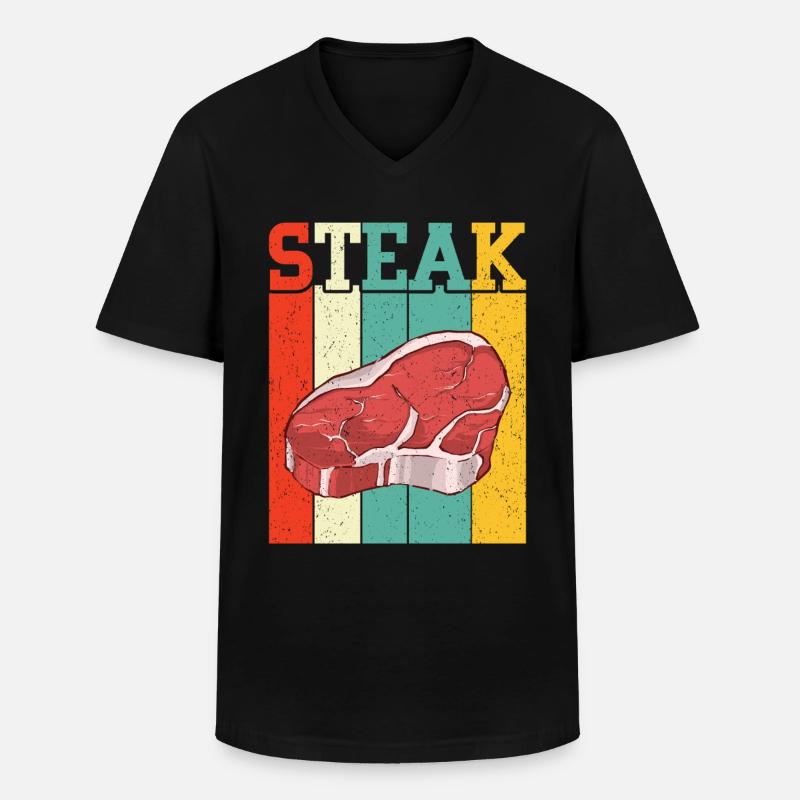 Steak - Männer-T-Shirt mit V-Ausschnitt - Schwarz