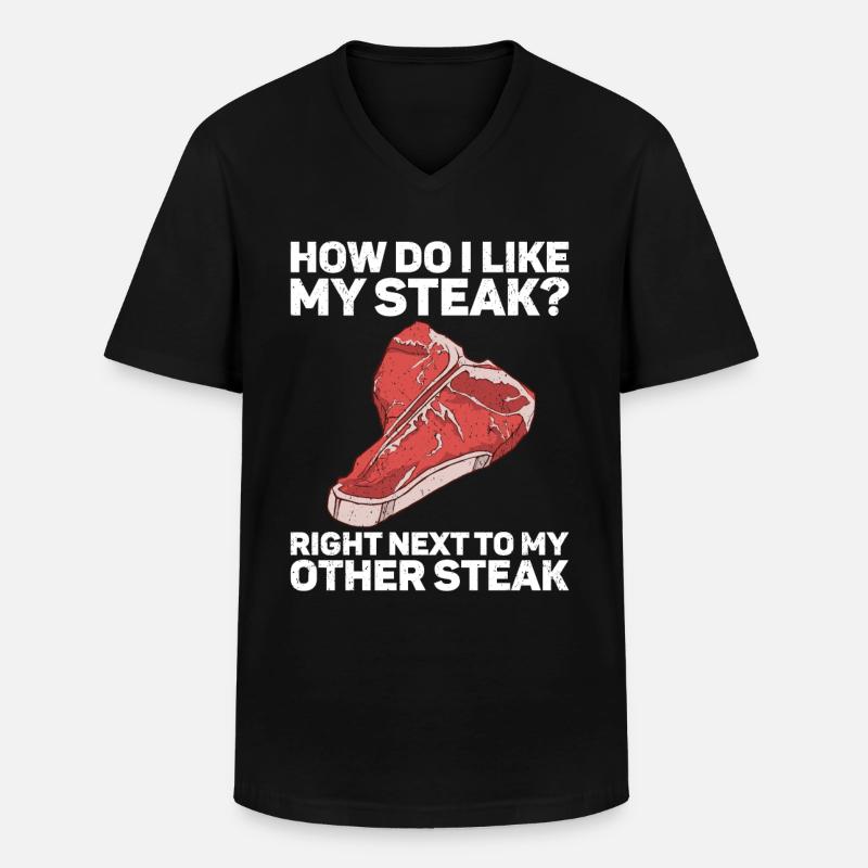 Steak - Männer-T-Shirt mit V-Ausschnitt - Schwarz