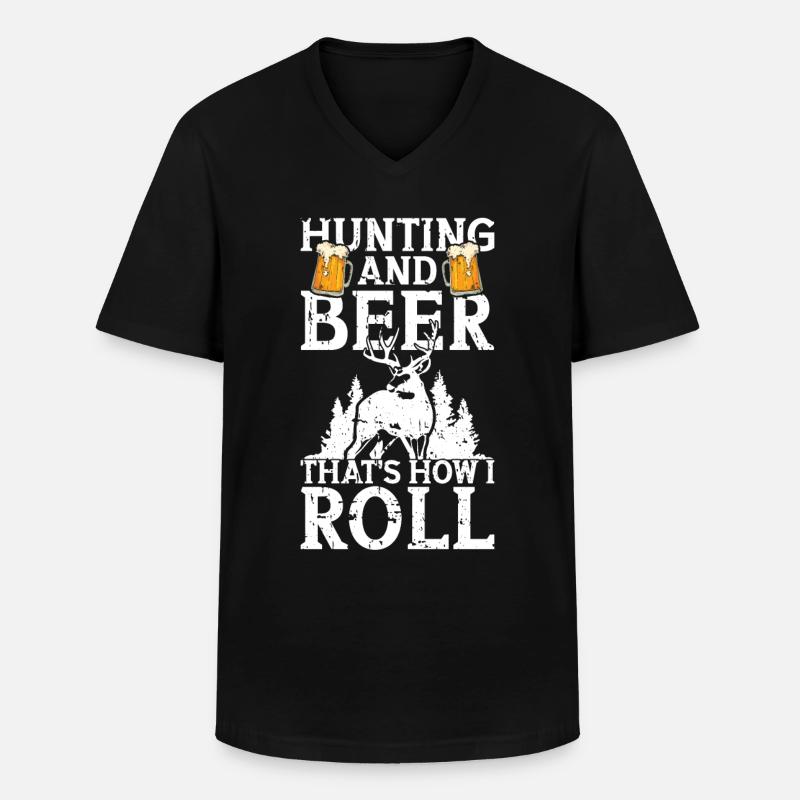 Jagd Und Bier - Männer-T-Shirt mit V-Ausschnitt - Schwarz