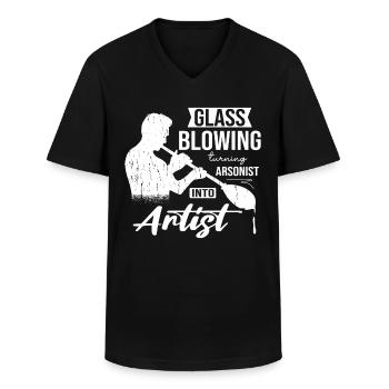 Glasbläser, Glasherstellung, Glashandwerk - Männer-T-Shirt mit V-Ausschnitt - Schwarz - Vorne - AI Model Male 178 dark (178cm)