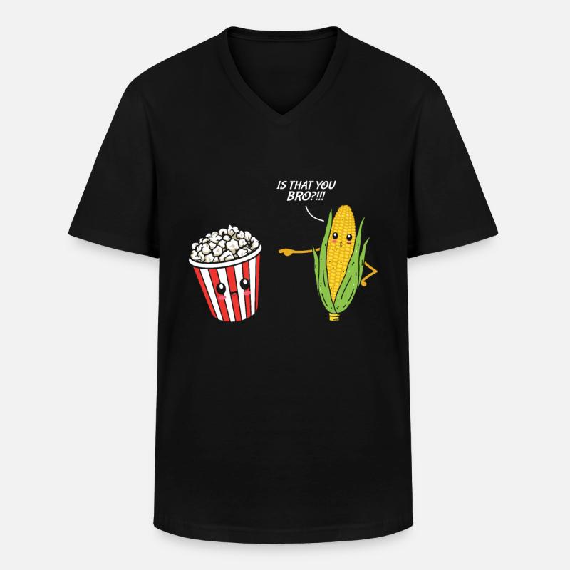 Popcorn - Männer-T-Shirt mit V-Ausschnitt - Schwarz
