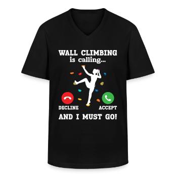 Wall Climbing - Men's V-Neck T-Shirt - black - Front - AI Model Male 178 dark (178cm)