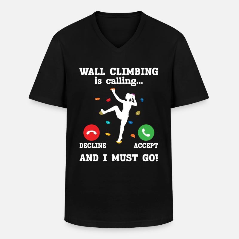 Wand Klettern - Männer-T-Shirt mit V-Ausschnitt - Schwarz