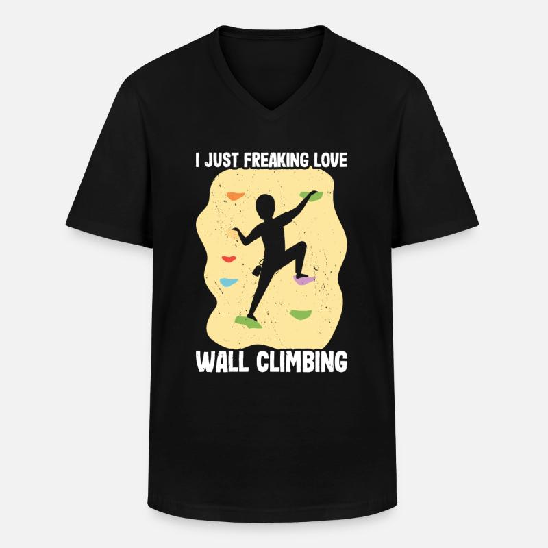Wand Klettern - Männer-T-Shirt mit V-Ausschnitt - Schwarz