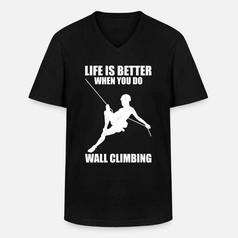 Wand Klettern - Männer-T-Shirt mit V-Ausschnitt - Schwarz