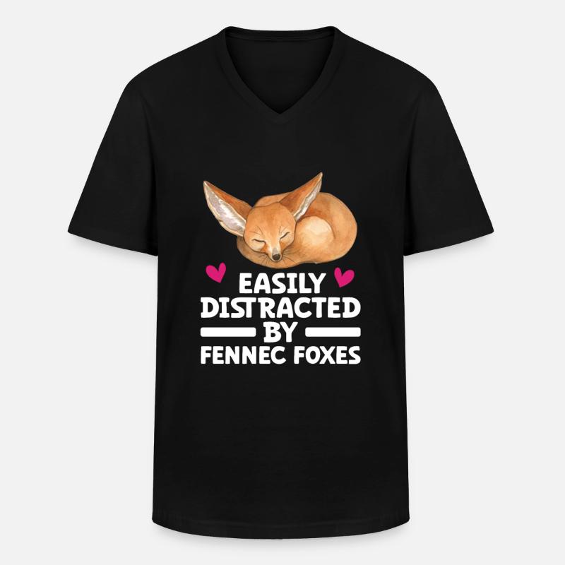 Fennec Fox - Männer-T-Shirt mit V-Ausschnitt - Schwarz