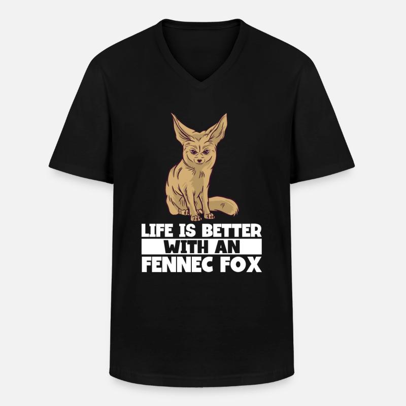 Fennec Fox - Männer-T-Shirt mit V-Ausschnitt - Schwarz